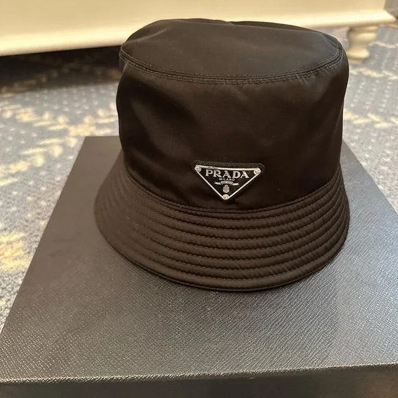 Prada | Accessories | Prada Black Logo Nylon Bucket Hat In